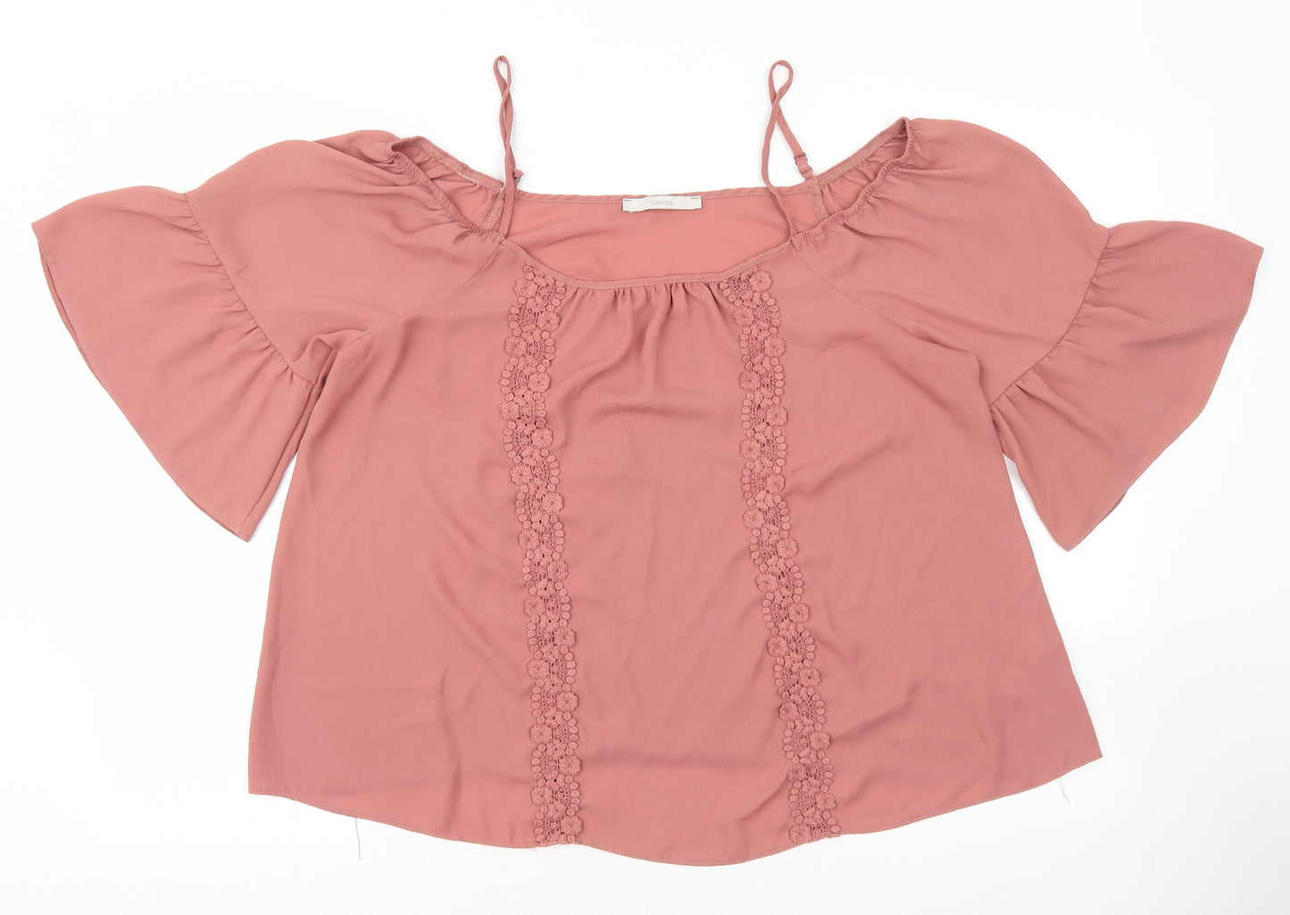 George Womens Pink Polyester Basic Blouse Size 16 Off the Shoulder - Lace Detail