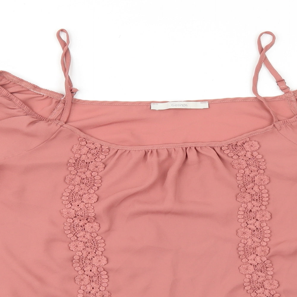 George Womens Pink Polyester Basic Blouse Size 16 Off the Shoulder - Lace Detail