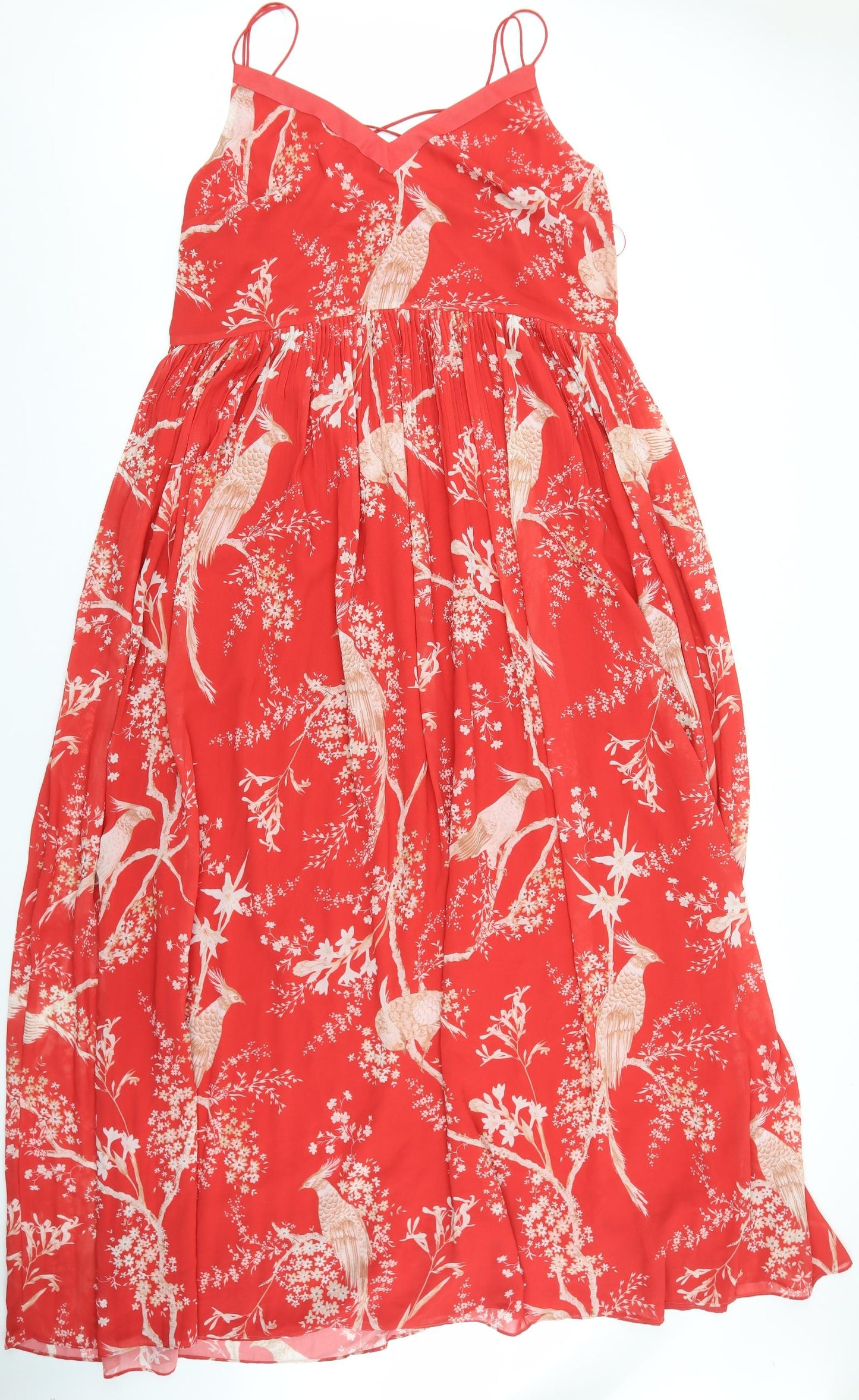 NEXT Womens Red Geometric Polyester A-Line Size 20 V-Neck Zip