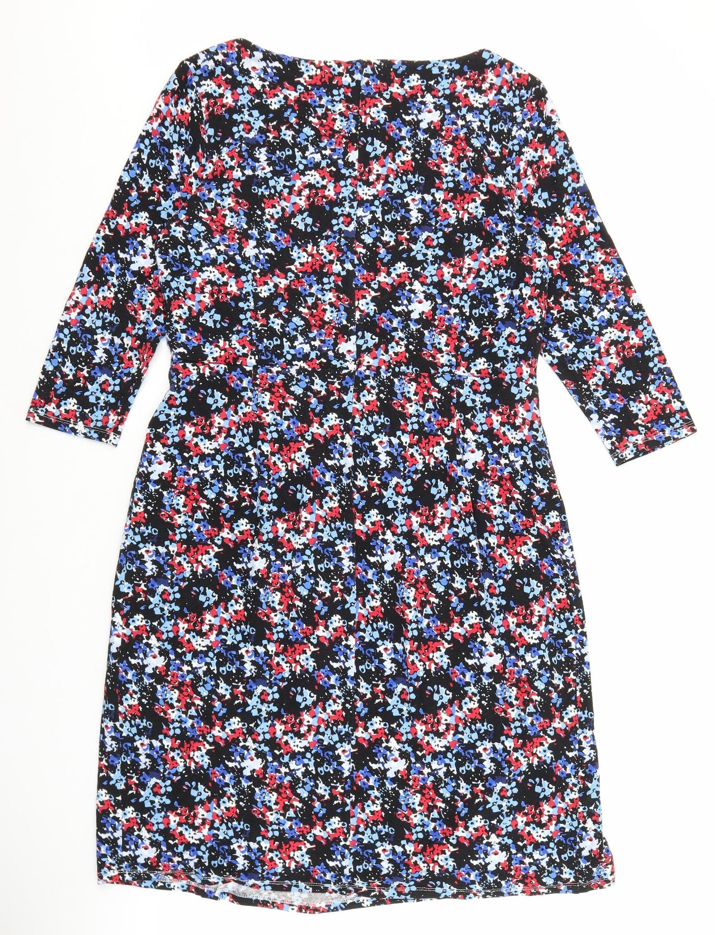 Precis Womens Black Floral Viscose A-Line Size 14 Boat Neck Pullover