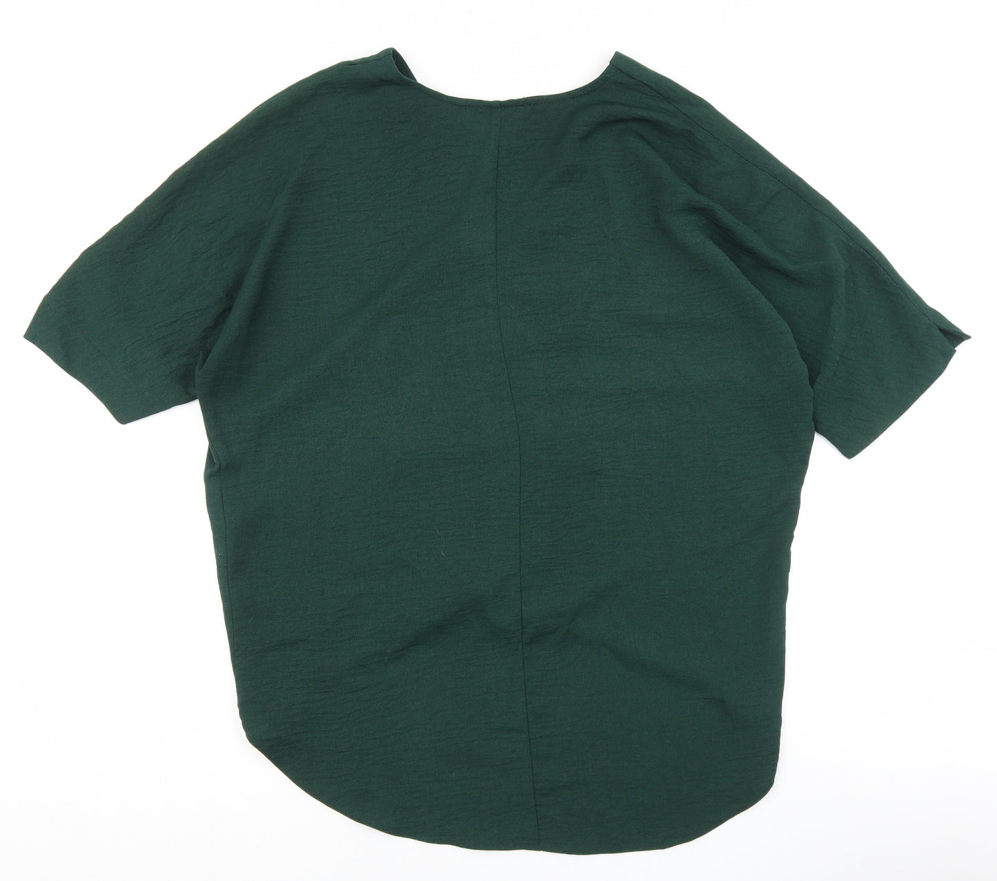 Primark Womens Green Polyester Basic Blouse Size 12 V-Neck - Hi Lo