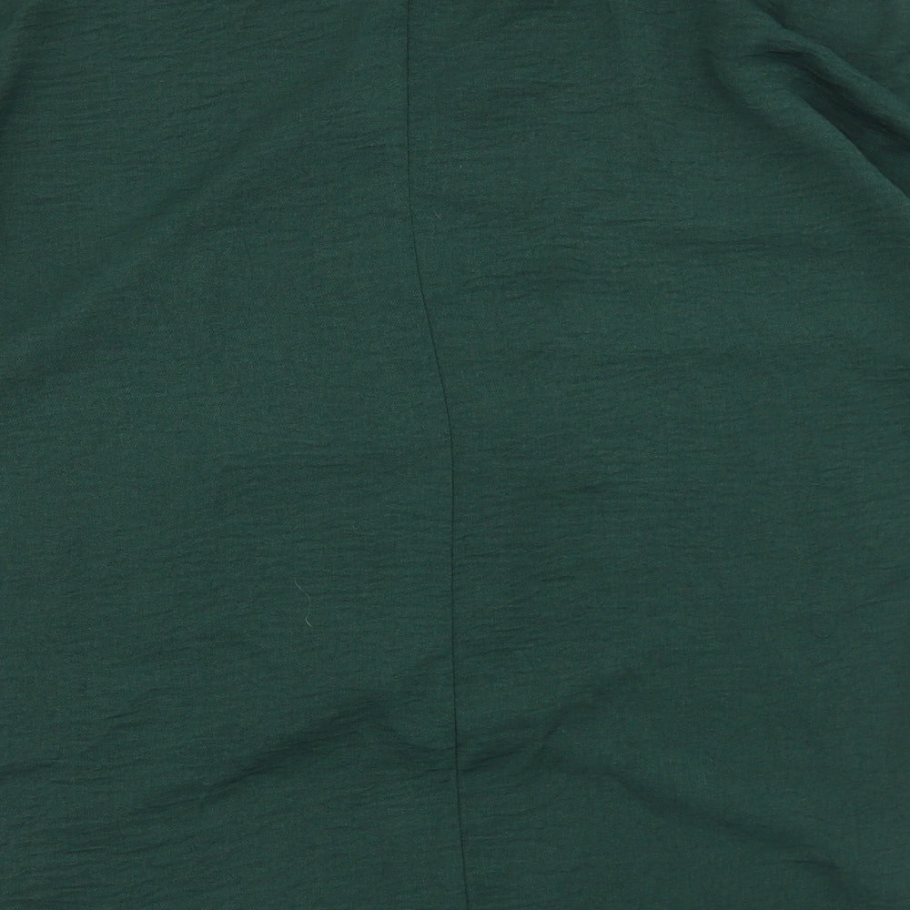 Primark Womens Green Polyester Basic Blouse Size 12 V-Neck - Hi Lo