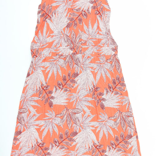 TU Womens Orange Floral Viscose Tank Dress Size 18 Scoop Neck Pullover