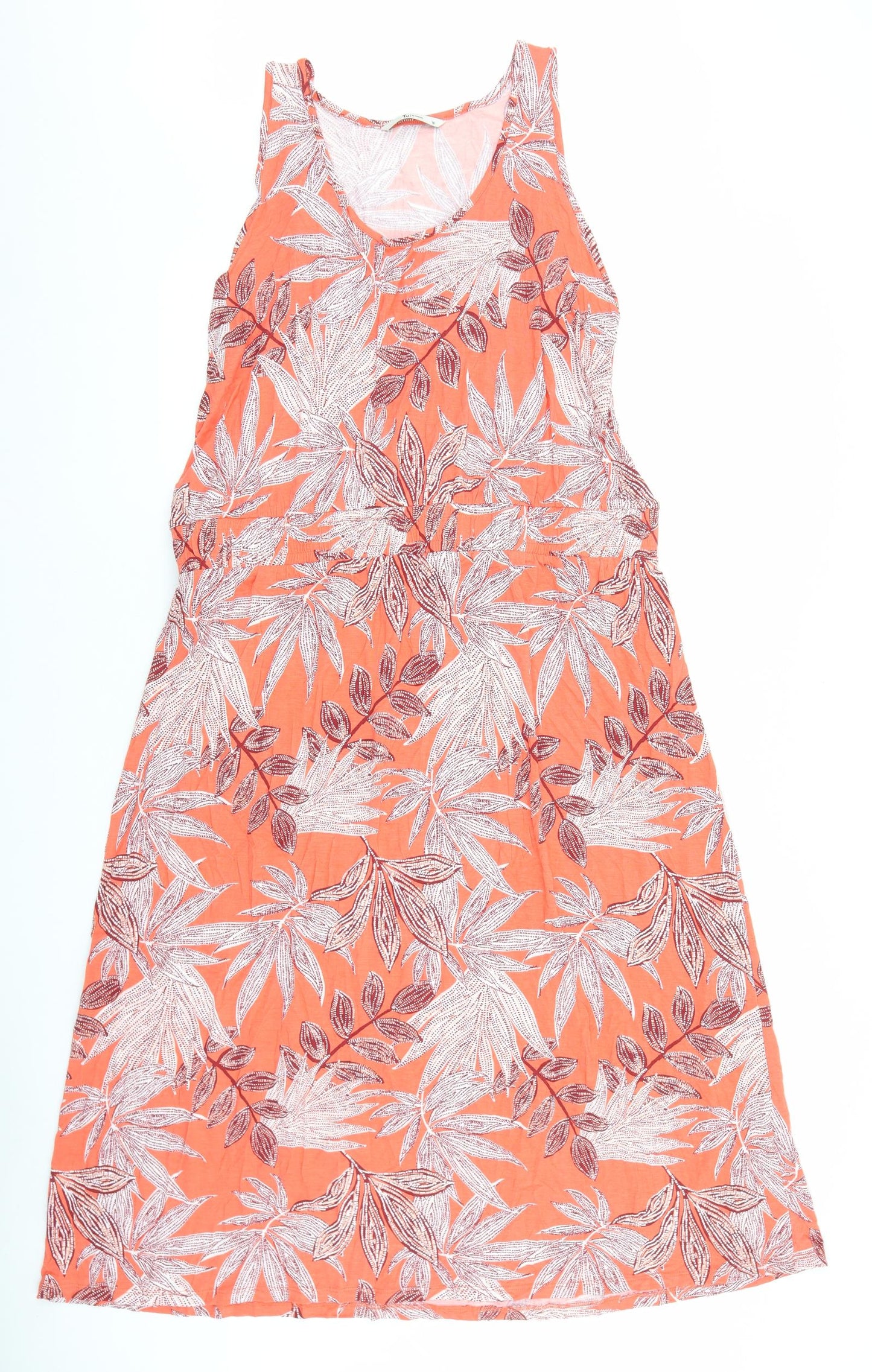 TU Womens Orange Floral Viscose Tank Dress Size 18 Scoop Neck Pullover