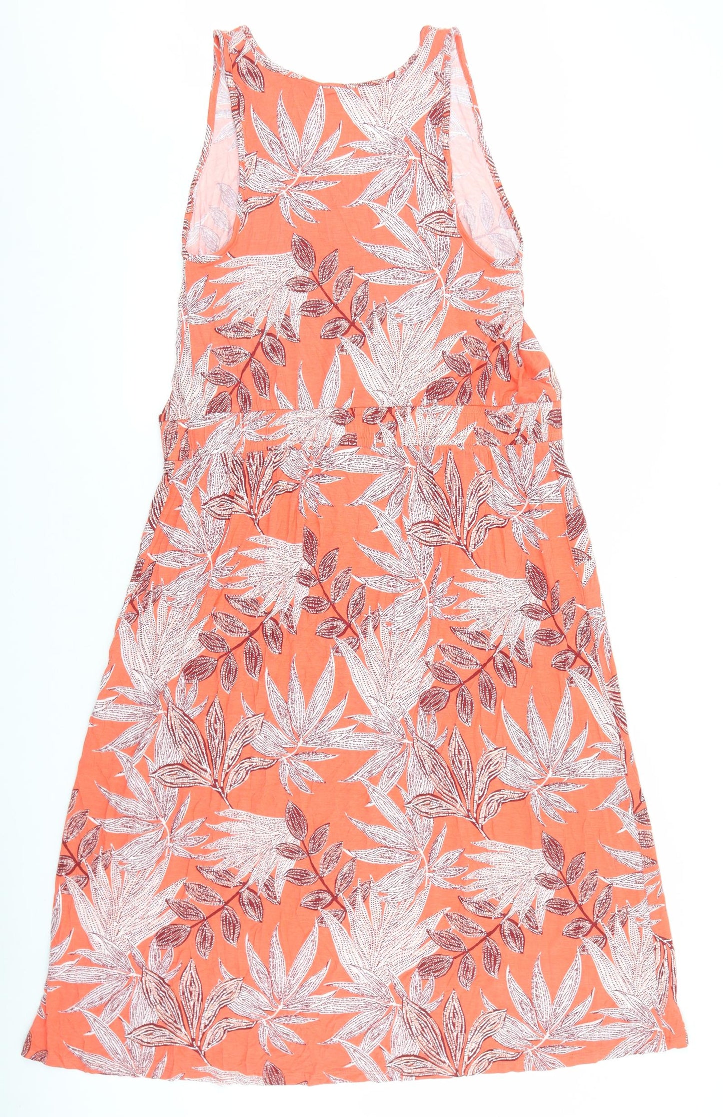 TU Womens Orange Floral Viscose Tank Dress Size 18 Scoop Neck Pullover