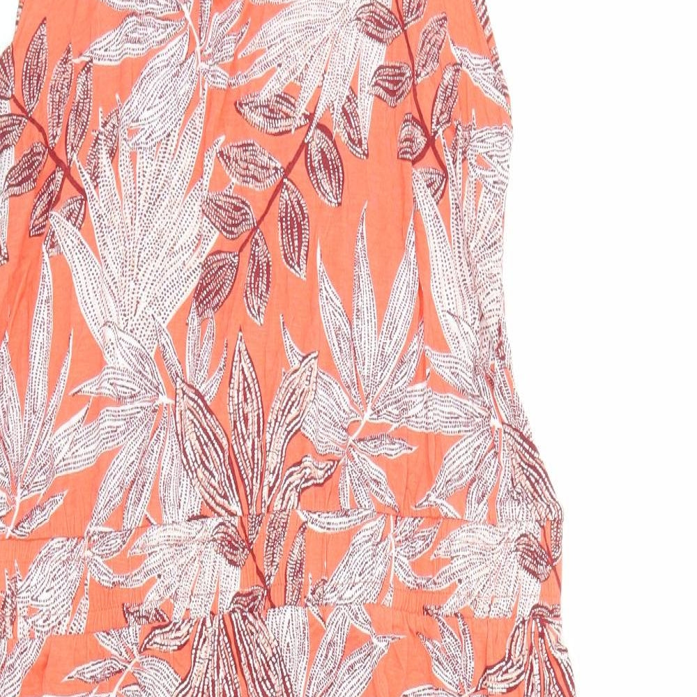 TU Womens Orange Floral Viscose Tank Dress Size 18 Scoop Neck Pullover