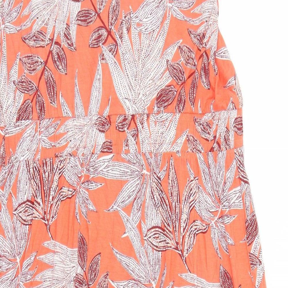 TU Womens Orange Floral Viscose Tank Dress Size 18 Scoop Neck Pullover