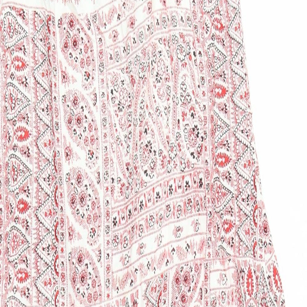 New Look Womens Red Paisley Polyester Slip Dress Size 10 V-Neck Pullover