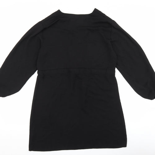 Primark Womens Black Polyester Pencil Dress Size 12 V-Neck Button