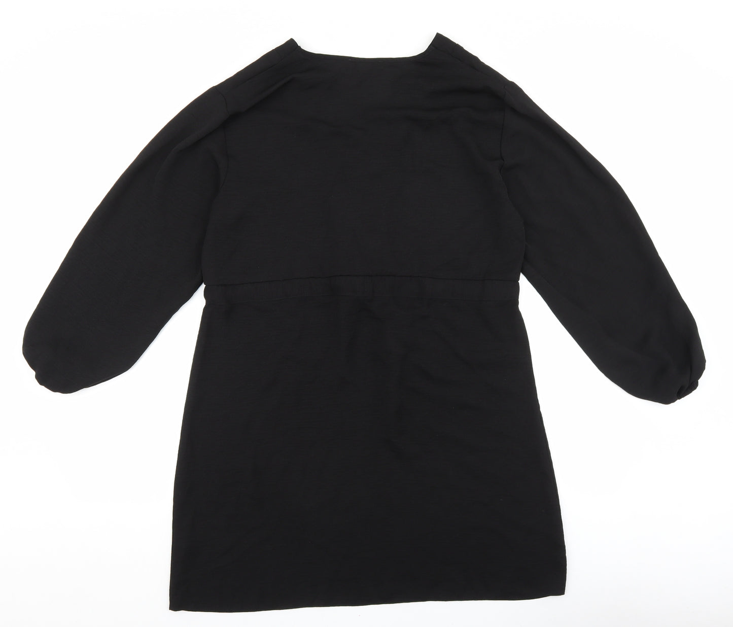 Primark Womens Black Polyester Pencil Dress Size 12 V-Neck Button