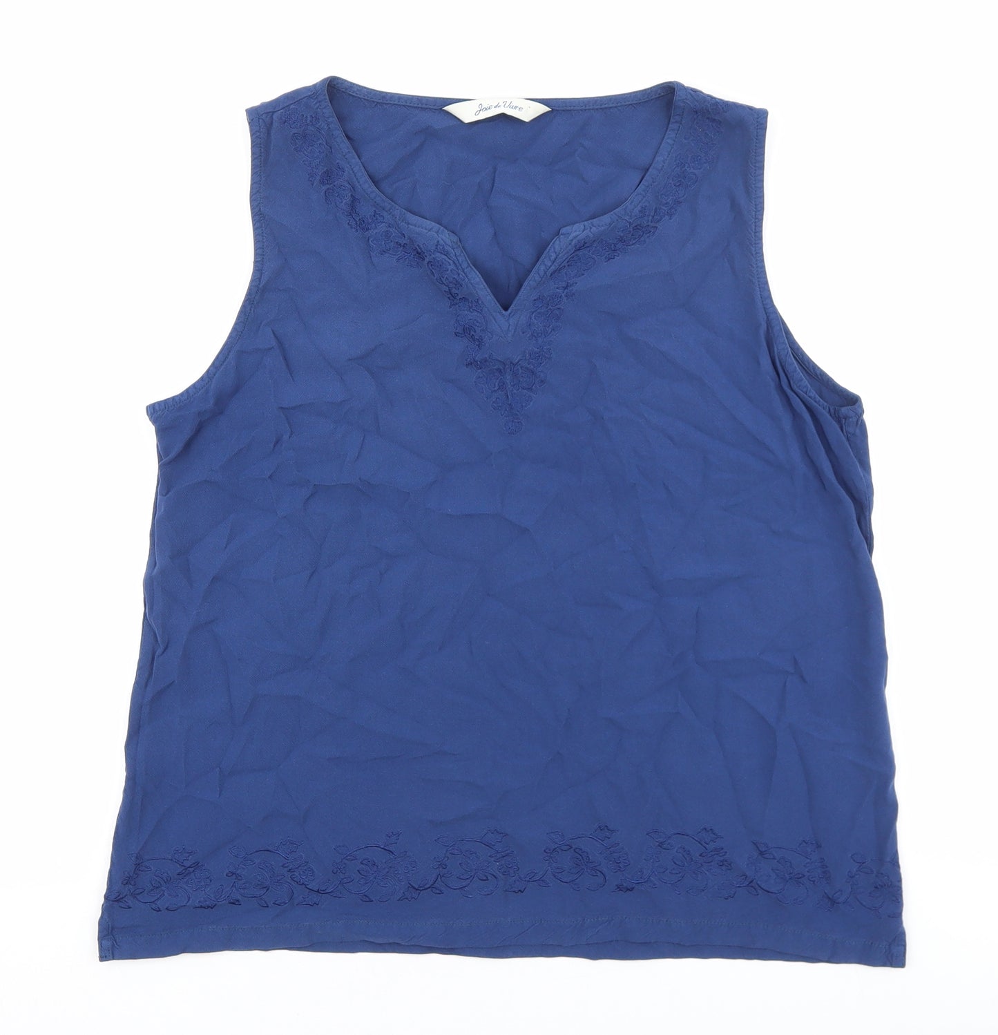 Joie de Vivre Womens Blue Viscose Basic Tank Size 14 V-Neck