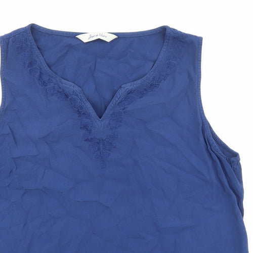 Joie de Vivre Womens Blue Viscose Basic Tank Size 14 V-Neck
