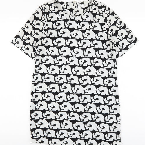 Glamorous Womens Black Geometric Polyester Shift Size XS Boat Neck Zip