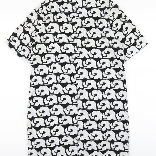 Glamorous Womens Black Geometric Polyester Shift Size XS Boat Neck Zip