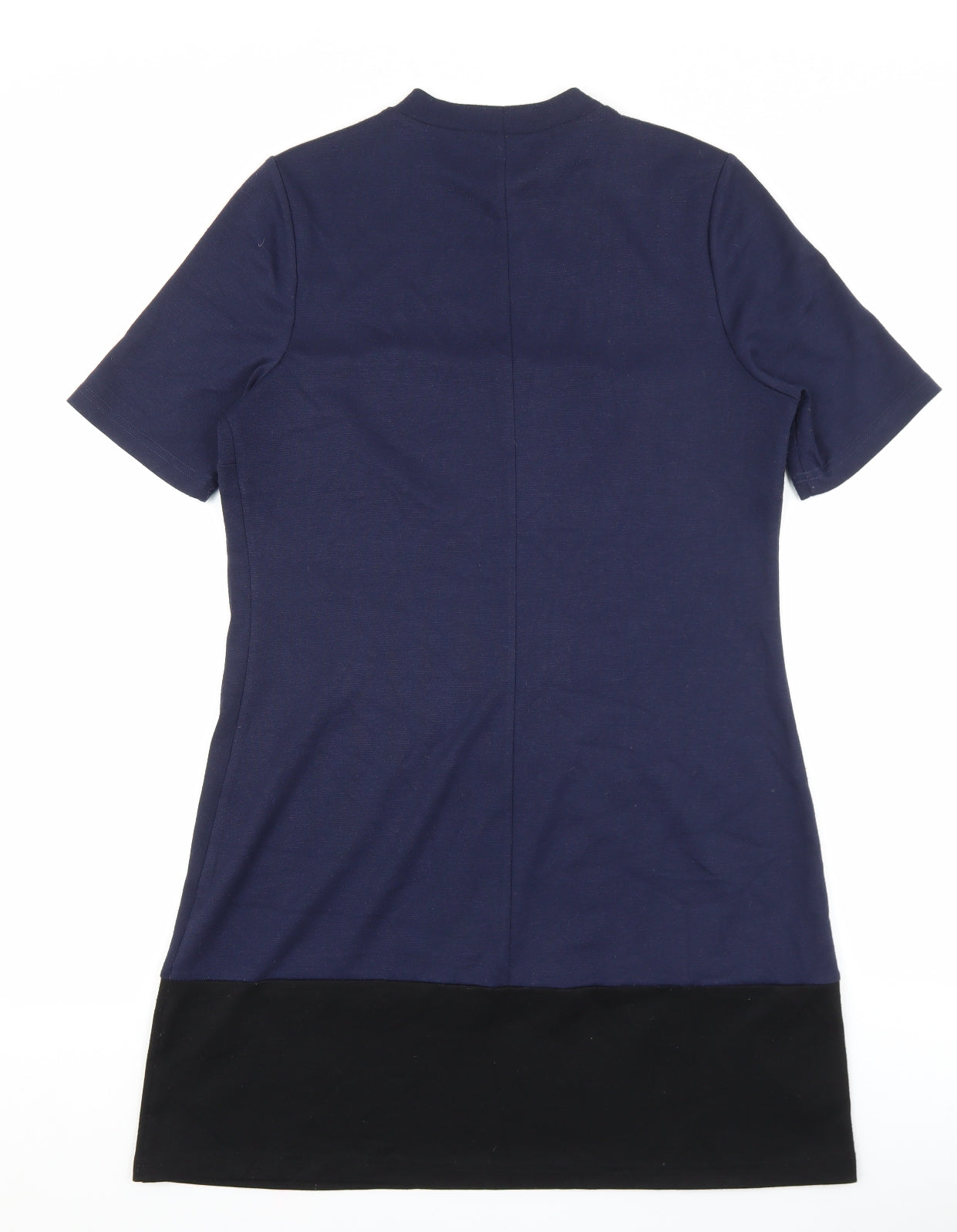 Papaya Womens Blue Colourblock Polyester Shift Size 10 Mock Neck Pullover