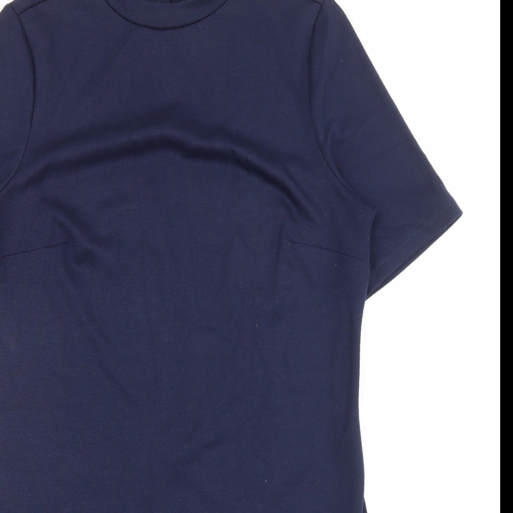 Papaya Womens Blue Colourblock Polyester Shift Size 10 Mock Neck Pullover