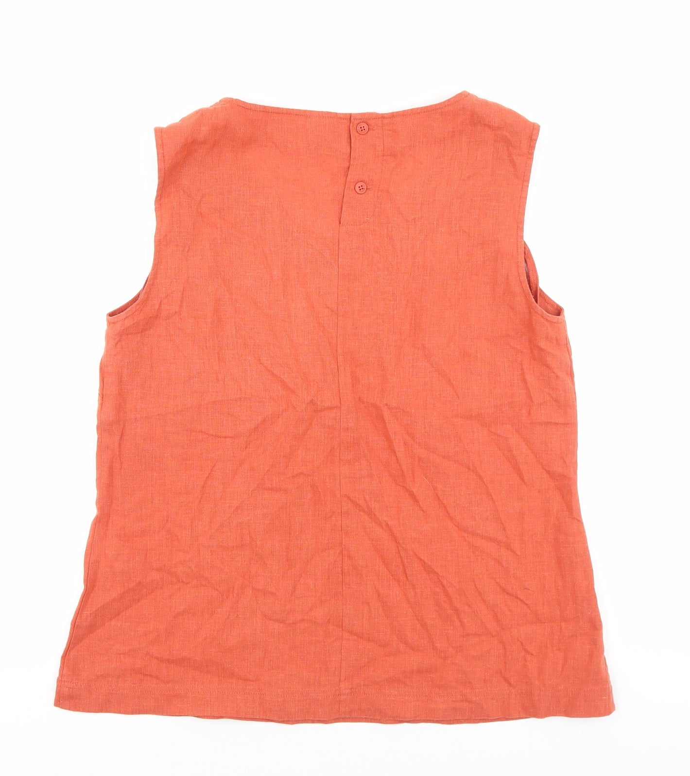 Rohan Womens Orange Linen Basic Tank Size 14 V-Neck