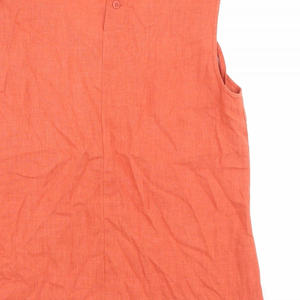 Rohan Womens Orange Linen Basic Tank Size 14 V-Neck