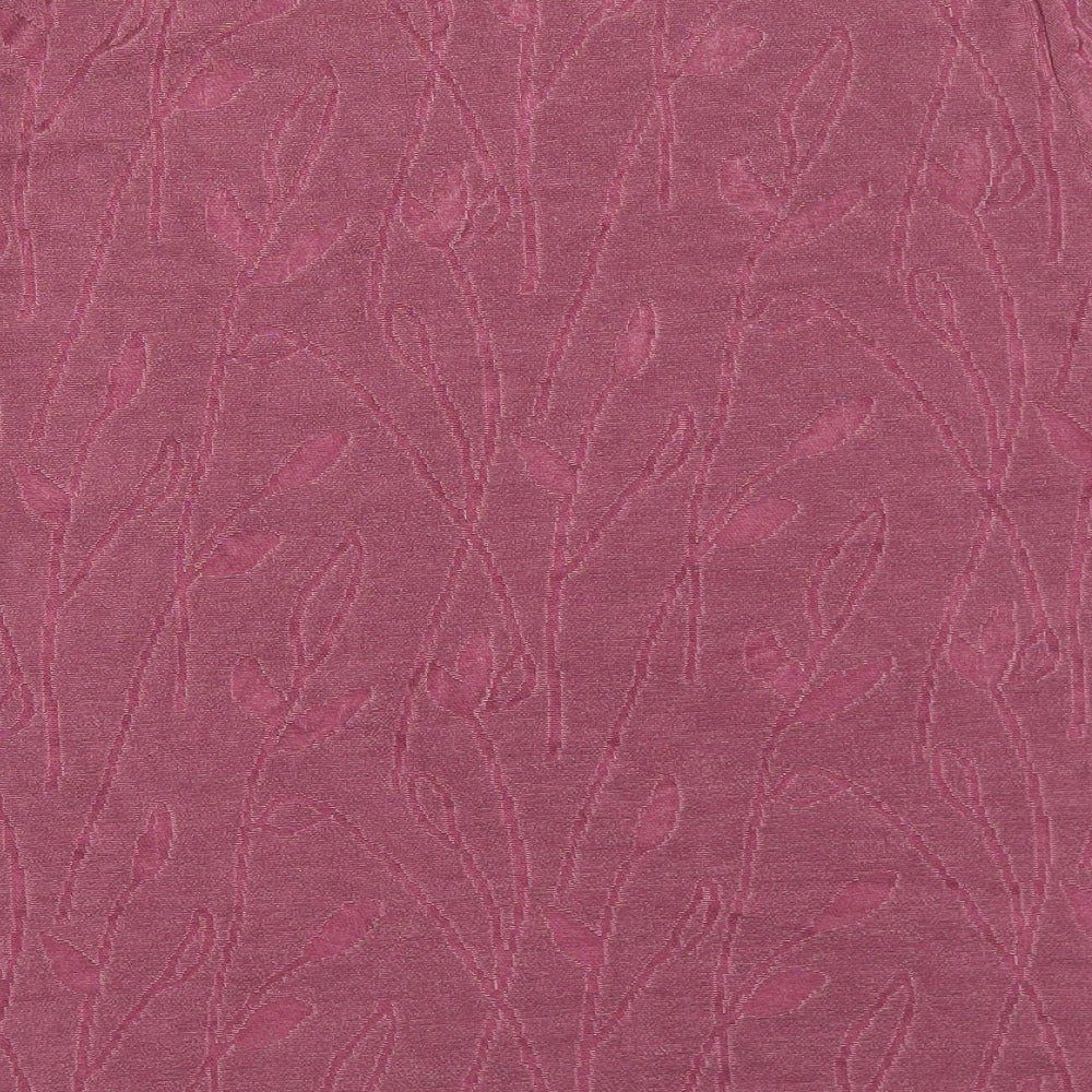 Marks and Spencer Womens Pink Floral Polyester Basic T-Shirt Size 16 Boat Neck