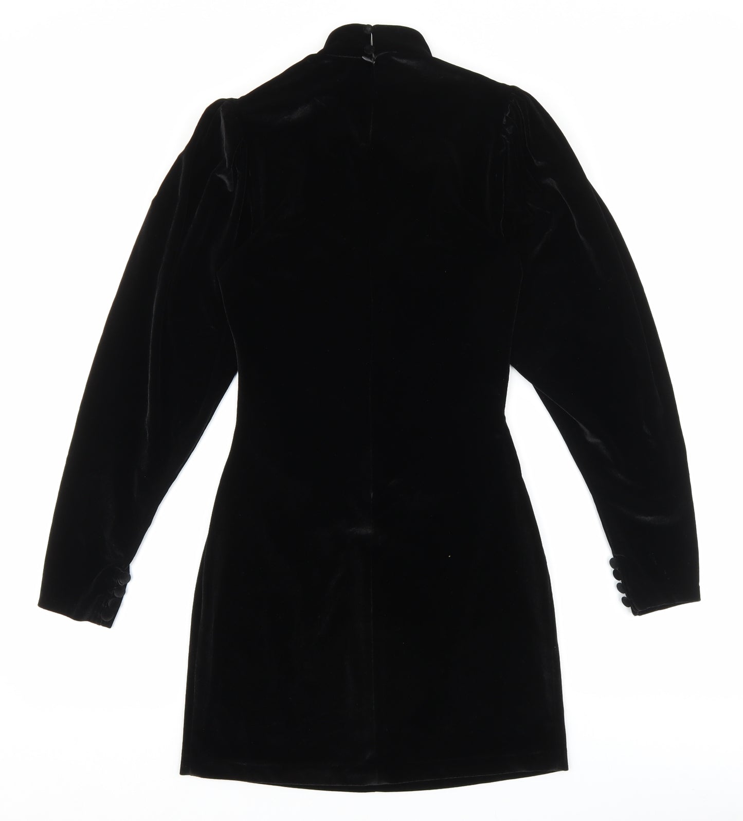 Zara Womens Black Polyester Pencil Dress Size M Mock Neck Zip