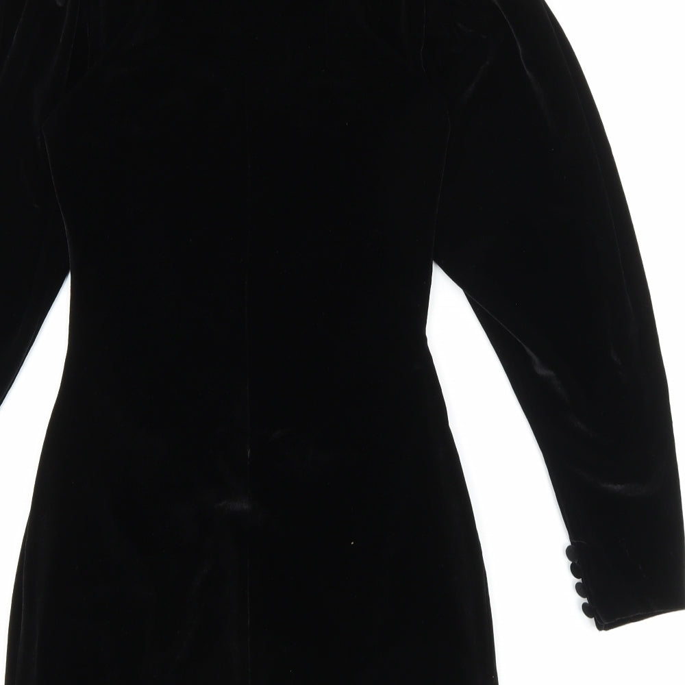 Zara Womens Black Polyester Pencil Dress Size M Mock Neck Zip