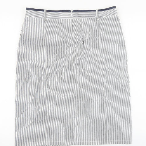 CERULEAN Womens Blue Striped Cotton Straight & Pencil Skirt Size 14 Zip