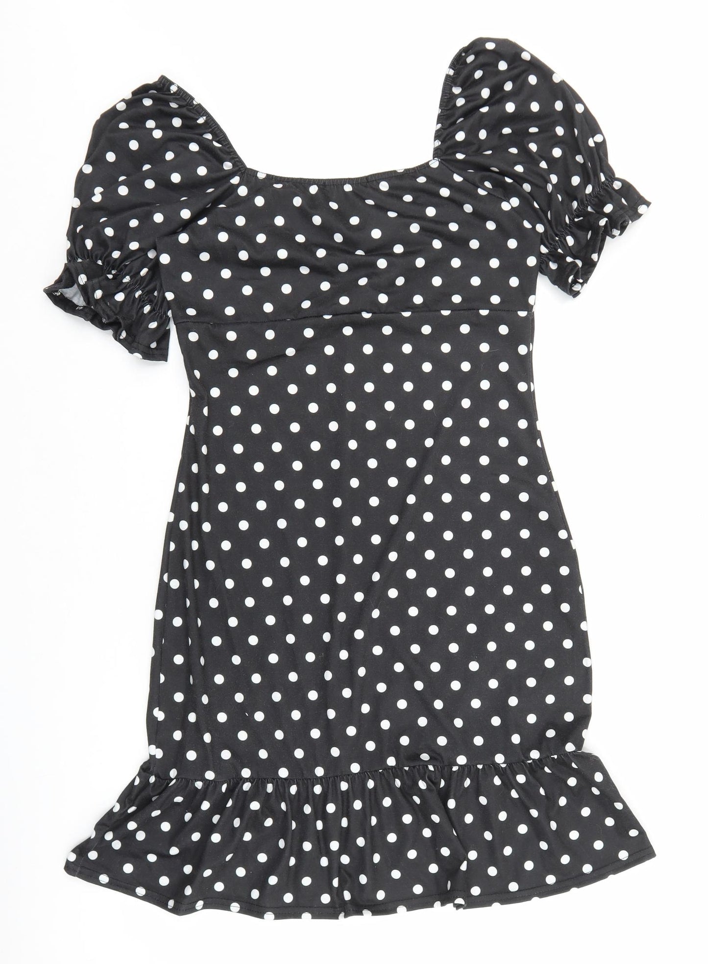 Somebody Else Womens Black Polka Dot Polyester Pencil Dress Size M V-Neck Pullover
