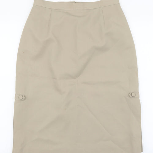 Pola Womens Beige Polyester Straight & Pencil Skirt Size 14 Zip