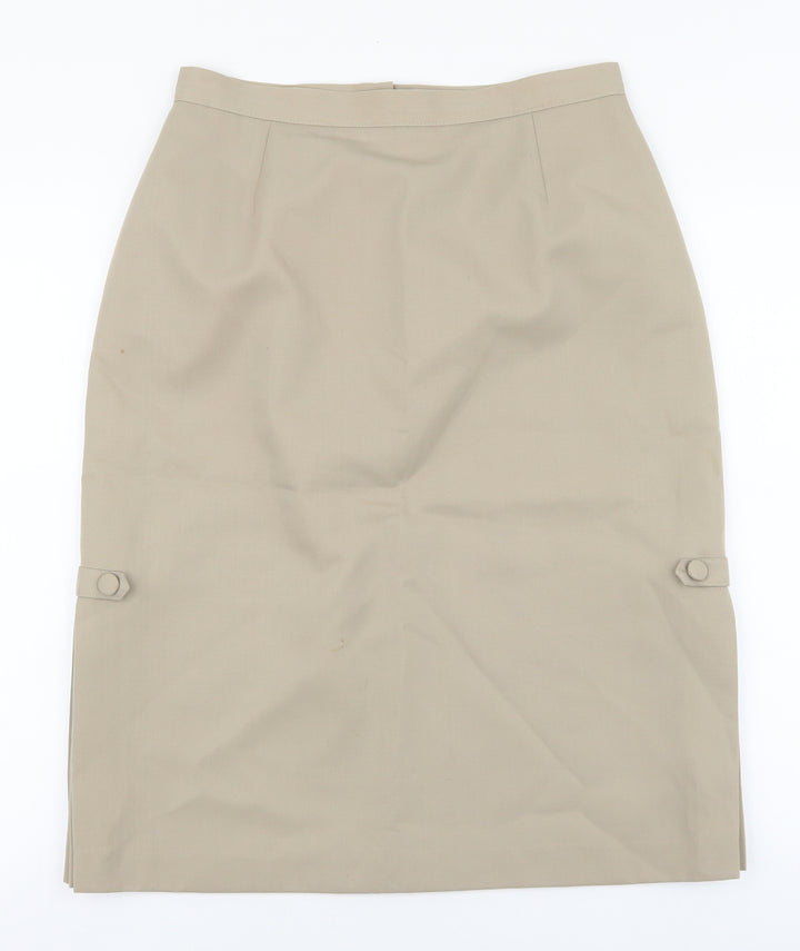 Pola Womens Beige Polyester Straight & Pencil Skirt Size 14 Zip