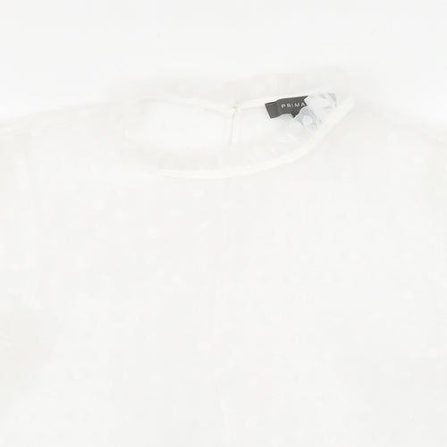Primark Womens White Polka Dot Polyester Basic Blouse Size 10 Round Neck