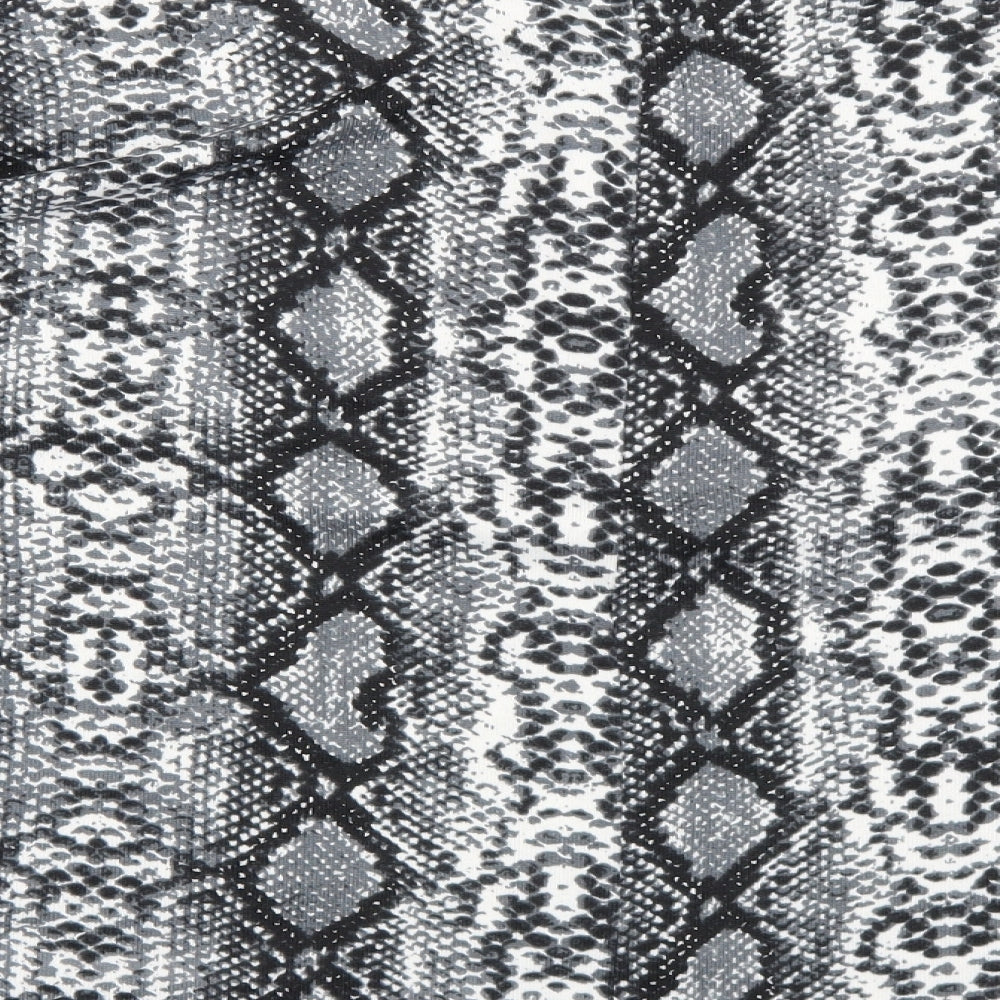 New Look Womens Black Animal Print Polyester Basic Blouse Size L V-Neck - Snake Skin Print