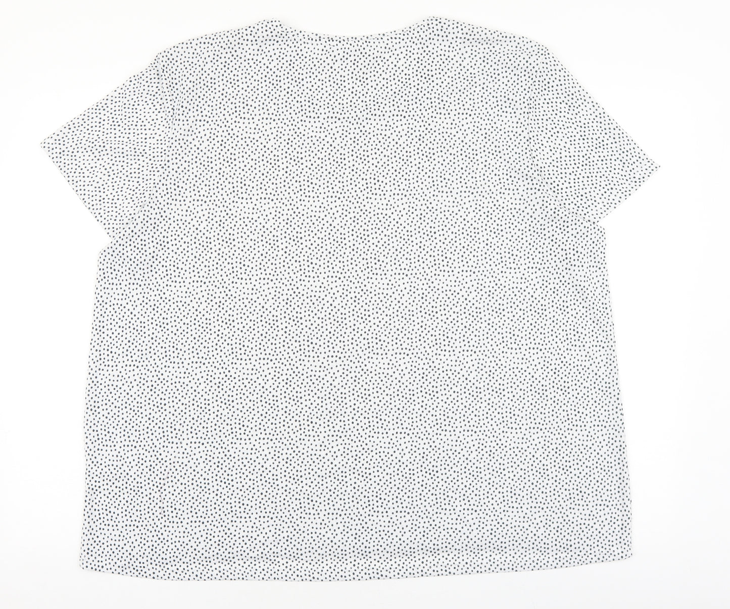 Marks and Spencer Womens White Polka Dot Polyester Basic T-Shirt Size 22 Scoop Neck