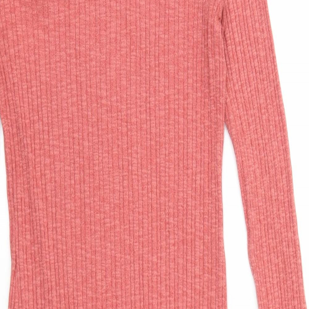 George Womens Pink Cotton Jumper Dress Size 8 Roll Neck Pullover