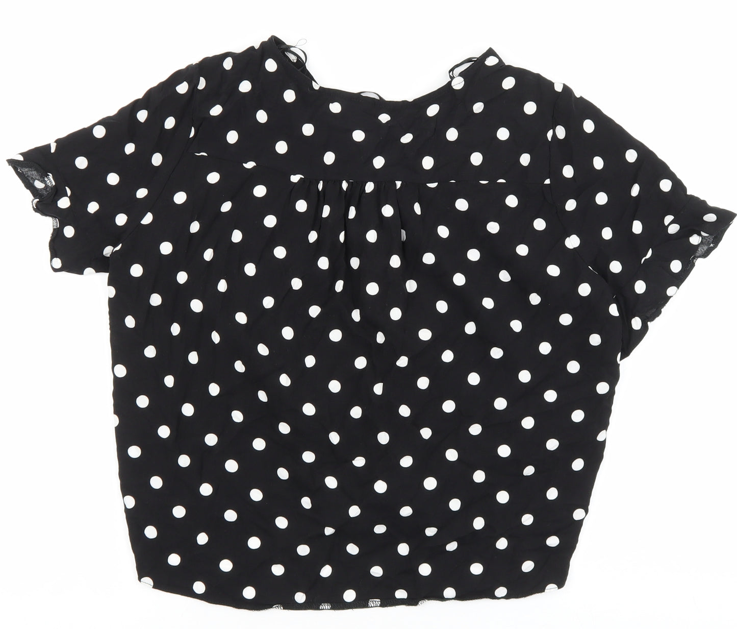 George Womens Black Polka Dot Viscose Basic Button-Up Size 14 V-Neck
