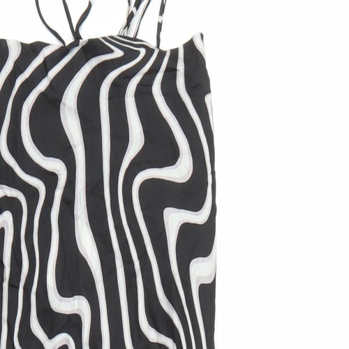 Zara Womens Black Geometric Polyester A-Line Size S Square Neck Tie