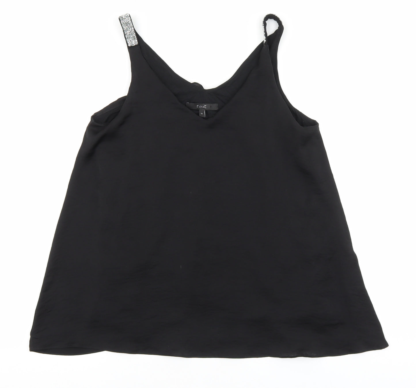 NEXT Womens Black Polyester Camisole Tank Size 12 V-Neck