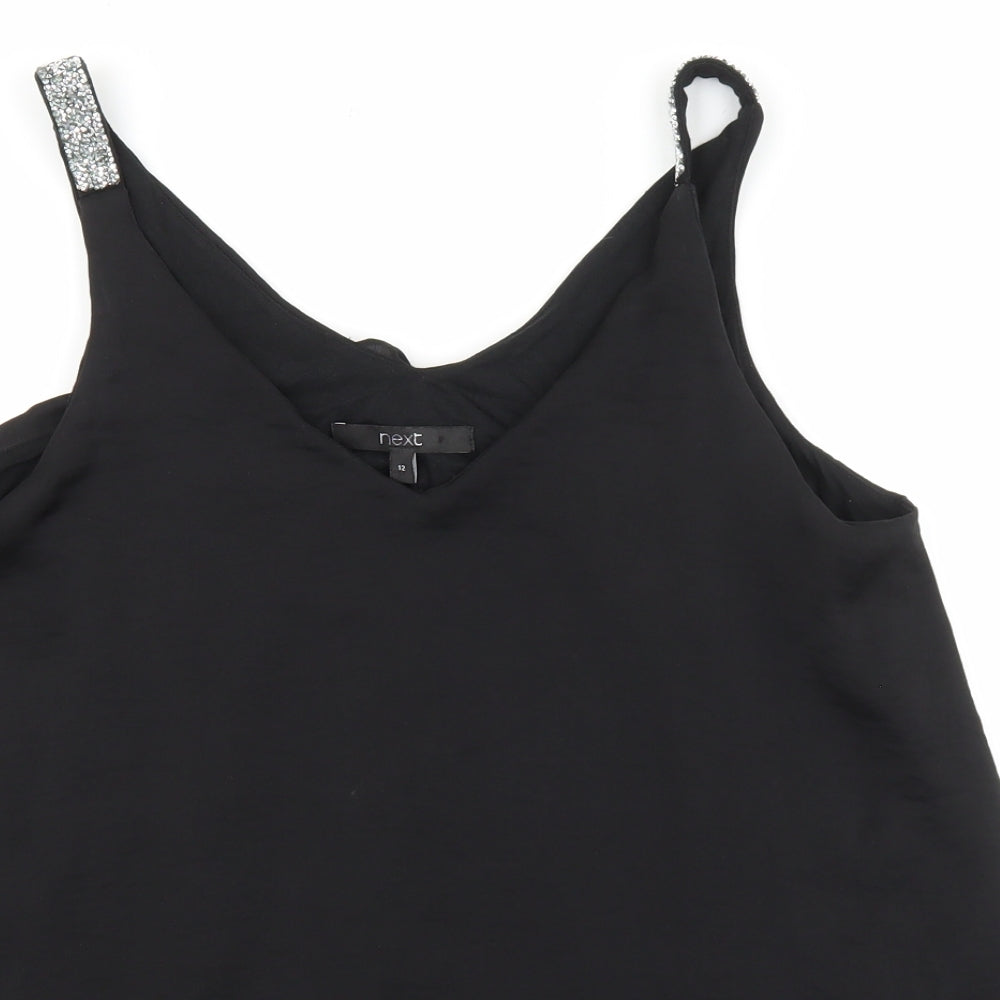 NEXT Womens Black Polyester Camisole Tank Size 12 V-Neck