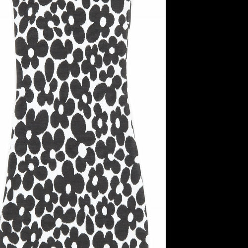 H&M Womens Black Floral Polyester Bodycon Size 2XS Roll Neck Pullover