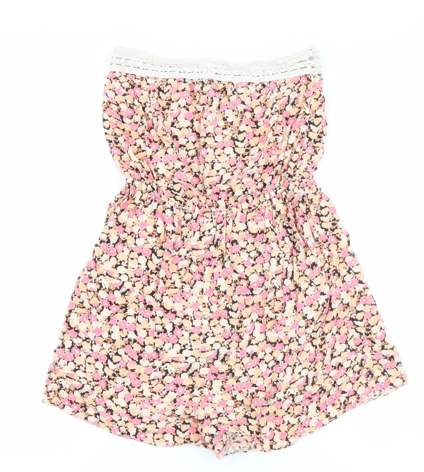 New Look Womens Multicoloured Floral Polyester Playsuit One-Piece Size 8 Pullover