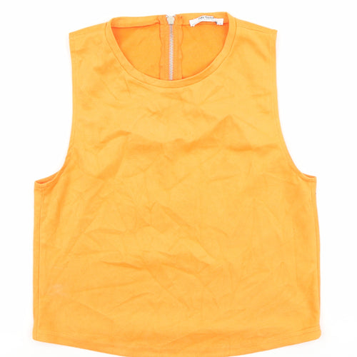 Zara Womens Orange Polyester Basic Tank Size 6 Round Neck