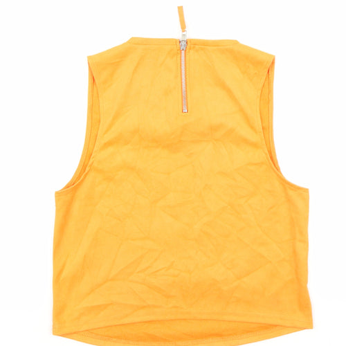 Zara Womens Orange Polyester Basic Tank Size 6 Round Neck