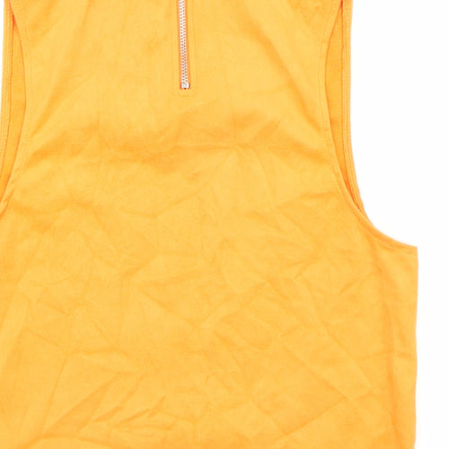 Zara Womens Orange Polyester Basic Tank Size 6 Round Neck