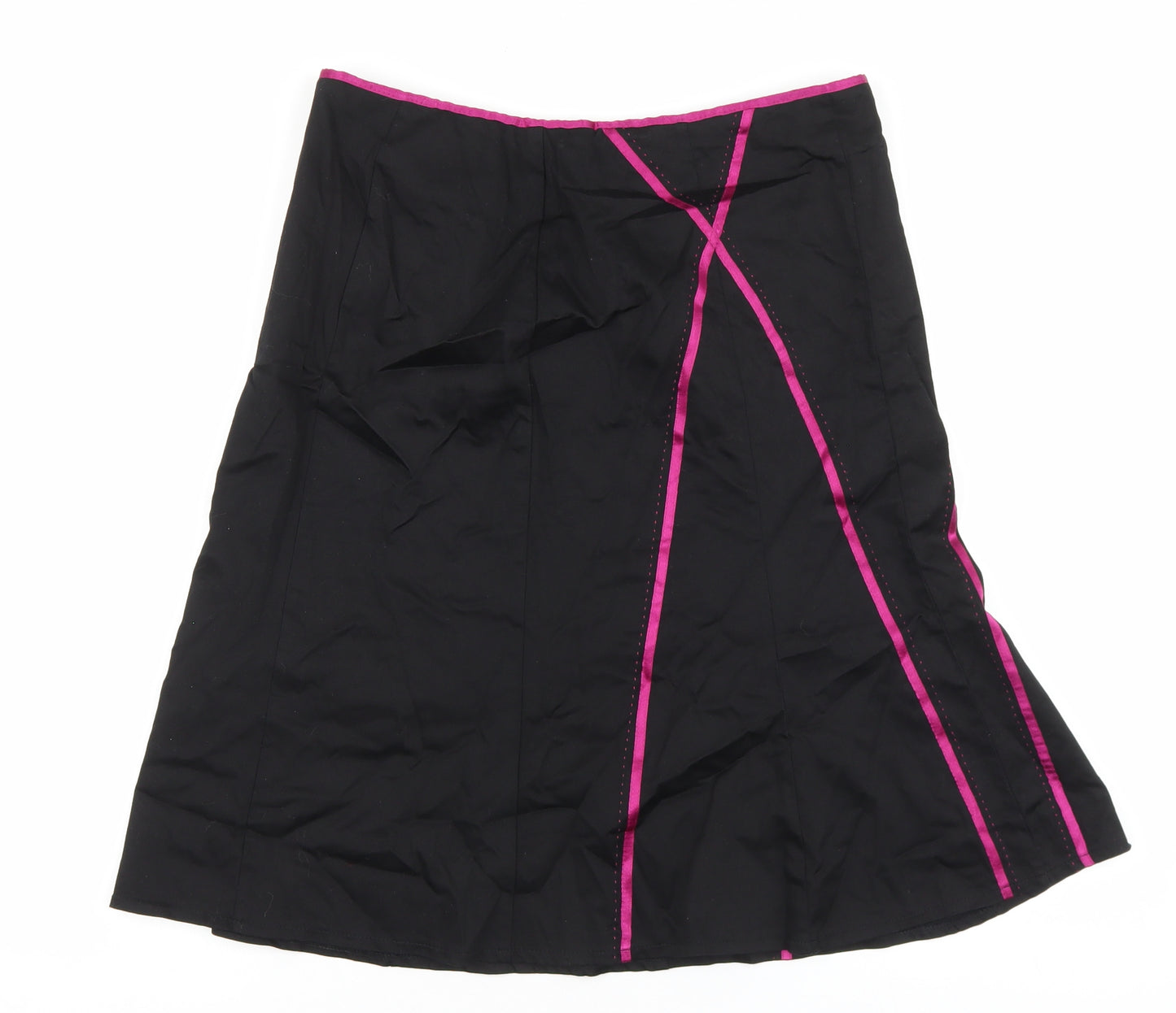 George Womens Black Cotton A-Line Skirt Size 30 Zip