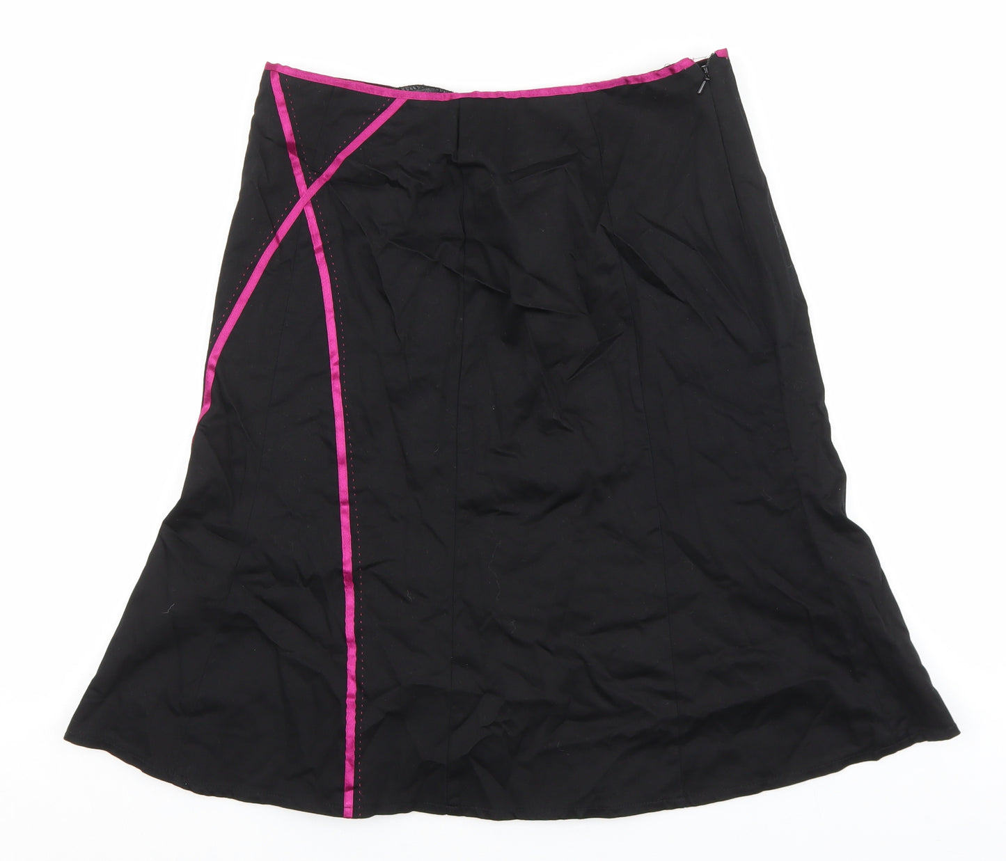 George Womens Black Cotton A-Line Skirt Size 30 Zip