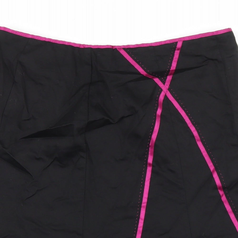George Womens Black Cotton A-Line Skirt Size 30 Zip