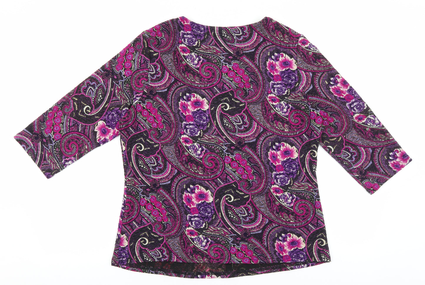 Marks and Spencer Womens Pink Floral Polyester Basic Blouse Size 16 Scoop Neck