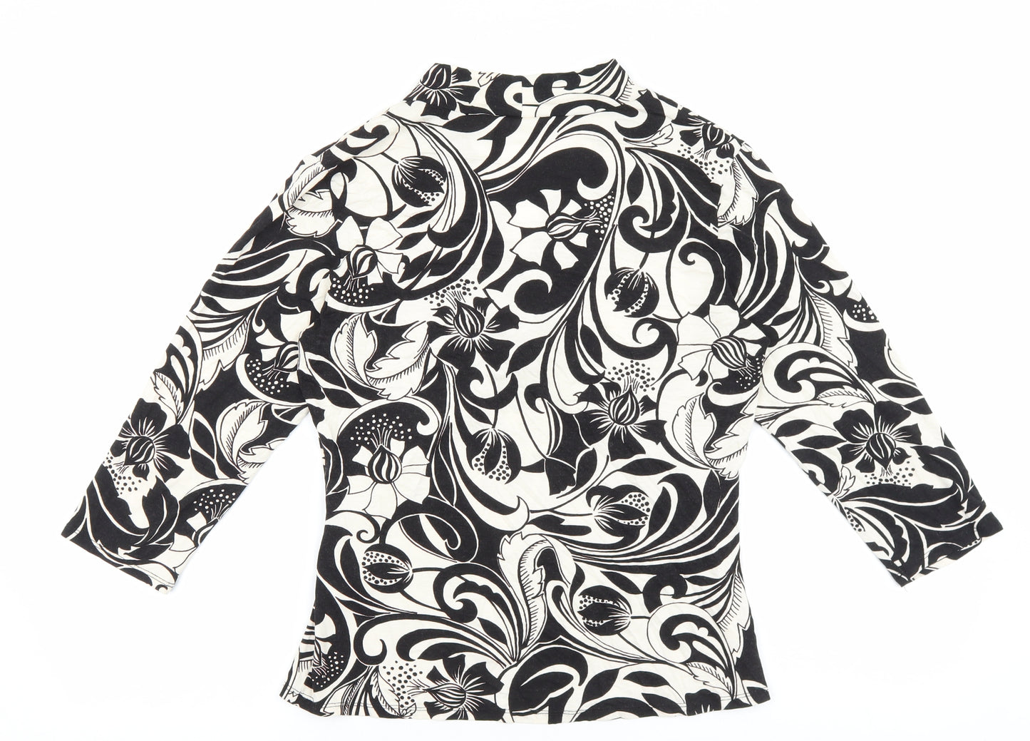 Wallis Womens Black Floral Viscose Basic Blouse Size 12 V-Neck