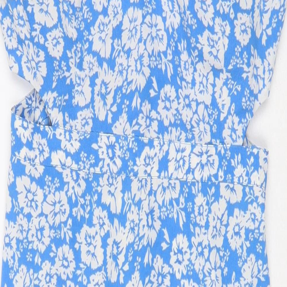 Topshop Womens Blue Floral Polyester Slip Dress Size 10 Sweetheart Zip