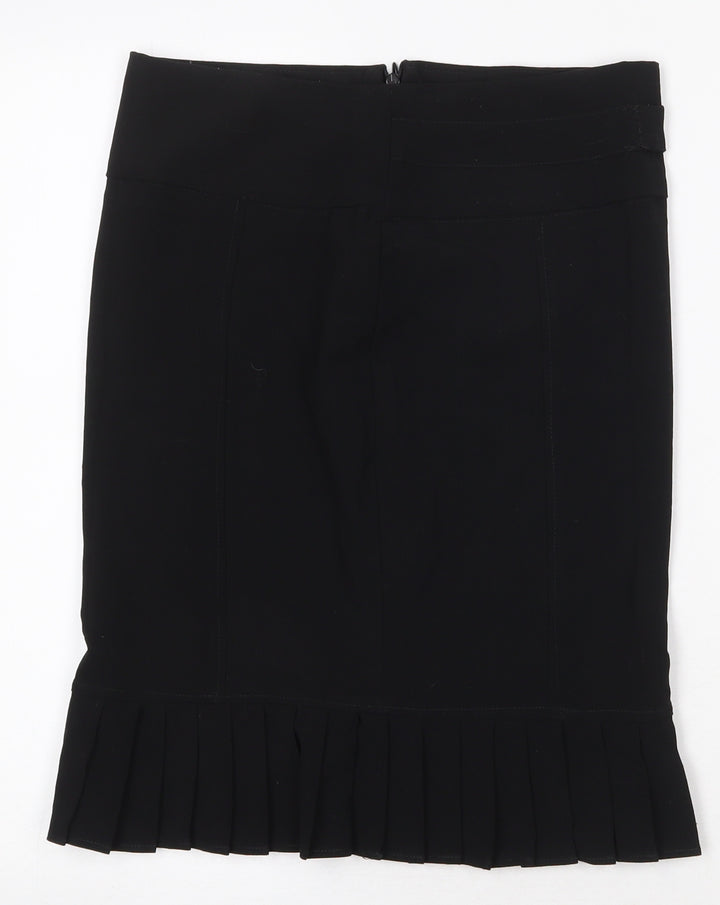 Preworn Womens Black Polyester Trumpet Skirt Size 8 Zip