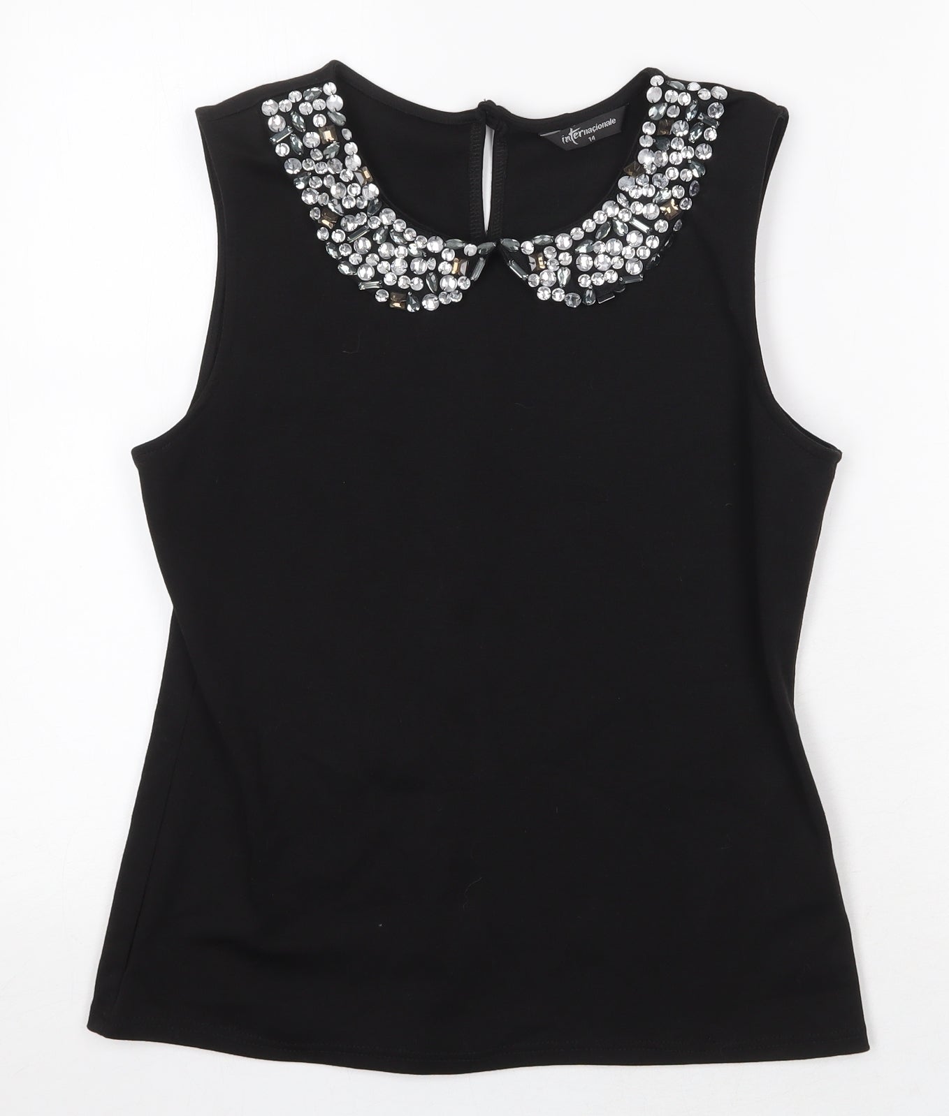 Internacionale Womens Black Polyester Basic Tank Size 14 Round Neck